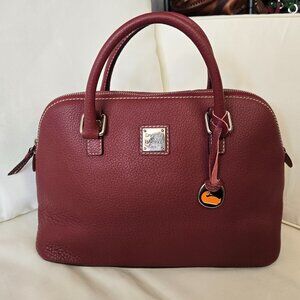 Dooney & Bourke Pebble Grain Zip Zip Satchel Burgundy Wine Leather Crossbody Sho